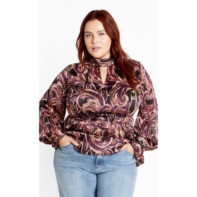 Women's Plus Size Katya Top - plum | CITY CHIC