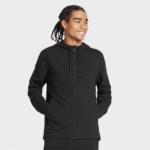 all black zip up hoodie