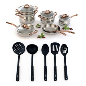 BergHOFF Ouro Gold 16Pc 18/10 Stainless Steel Cookware Set with Glass Lids - 1 of 4