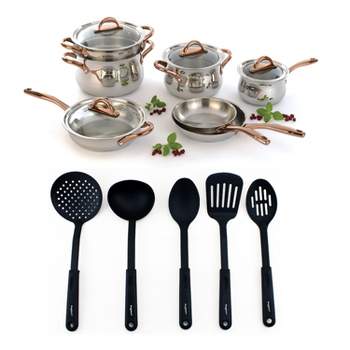 Stainless Steel Induction Cookware Set with Gold Handle – Kitchen