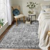 Coolmee Washable Rug for Living Room Boho Floral Non Slip Throw Rugs Large Bedroom Rug Low Pile Soft Stain Resistant CarpetGray - 4 of 4