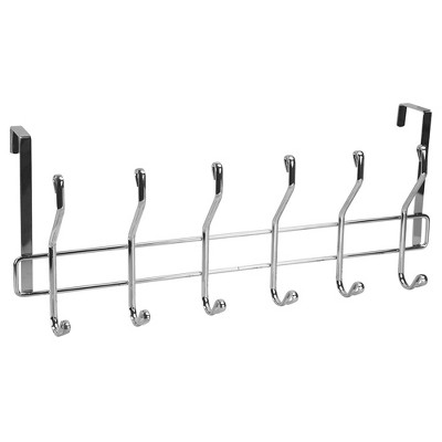 Home Basics Chrome Plated Steel Over the Door 6-Hook Hanging Rack