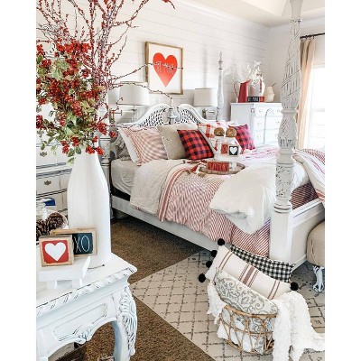 King Size Red Cotton Reversible Comforter Set