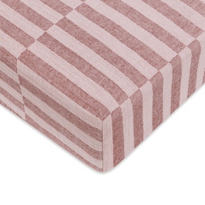 Babyletto Muslin Crib Sheet, GOTS Certified Organic Cotton - Maroon Stripe
