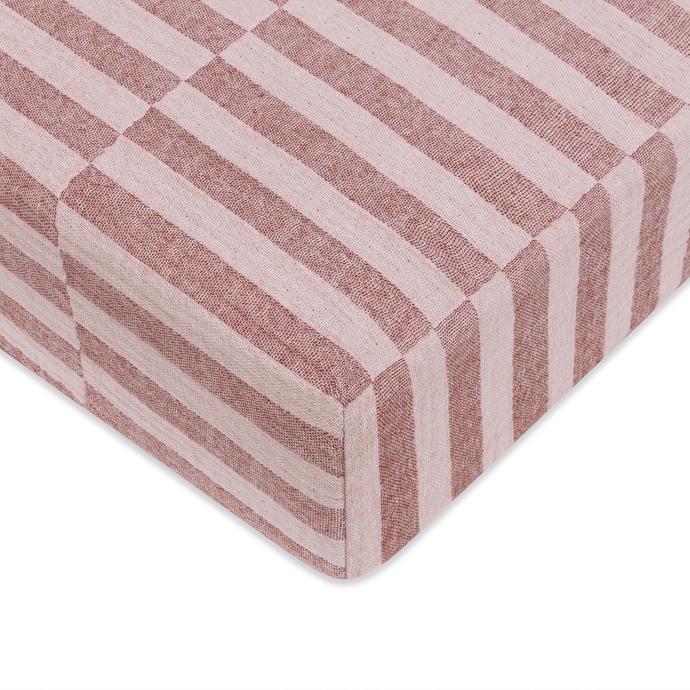 Photos - Bed Linen Babyletto Muslin Crib Sheet, GOTS Certified Organic Cotton - Maroon Stripe