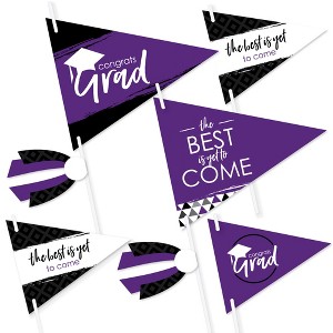Big Dot of Happiness Purple Grad - Best is Yet to Come - Triangle Purple Graduation Party Photo Props - Pennant Flag Centerpieces - Set of 20 - 1 of 4