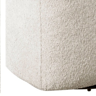 Cream Microfiber Barrel Swivel Accent Chair with Wood Base