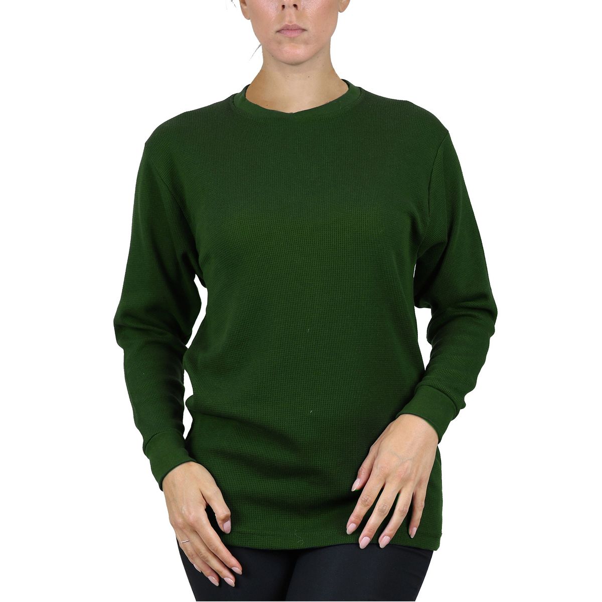 Galaxy By Harvic Women's Loose Fit Waffle Knit Thermal Shirt - thumbnail 9