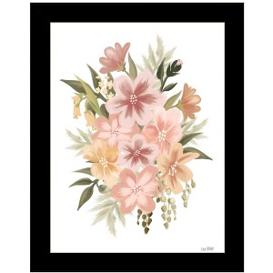 HomeRoots Peachy Petals Black Framed Print Wall Art - 1 of 4