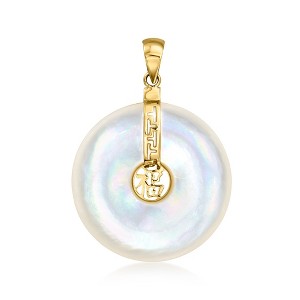 Ross-Simons Mother-Of-Pearl "Blessing" Circle Pendant in 14kt Yellow Gold Size 1.38 - 1 of 3