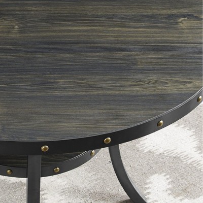 Espresso Wood Pub Table Set with Blue Upholstered Chairs