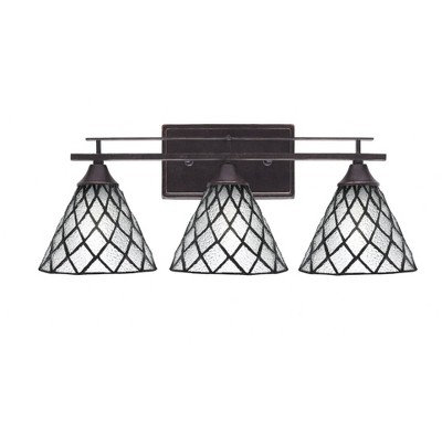 Toltec Lighting Uptowne 3 - Light Vanity in  Dark Granite with 7" Diamond Ice Art Glass Shade