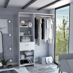 Depot E-Shop 150 Closet System, Five Open Shelves, One Drawer, One Metal Rod - 1 of 4