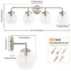 POWLIG 30.71-in 4-Light Nickel Bathroom Light Fixtures Over Mirror Vanity Lighting with Clear Glass Globe Shades - 4 of 4