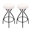 HDZNVF Set of 2 Modern Backless Bar Stools Round Upholstered Counter Stools, Creamy White - 3 of 4