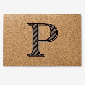 Personalization Mall Noir Initial 18x27 Synthetic Coir Doormat - 1 of 1