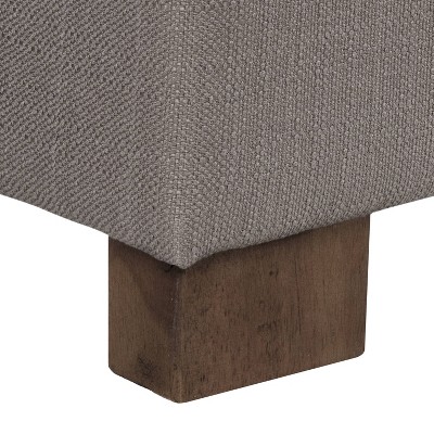 Gray Tufted Fabric Storage Bench with Wood Legs