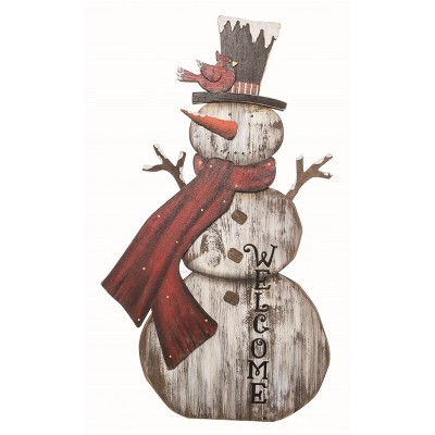 Transpac Wood White Christmas Welcome Holiday Decor