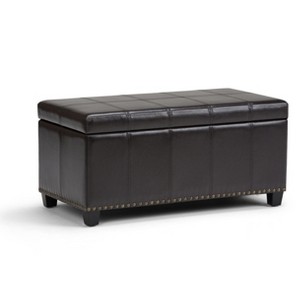 CAVINAS Faux Leather Storage Ottoman Bench,Ottoman with Stitched Design and Nailhead Trim for Living Room,Bedroom - 1 of 4