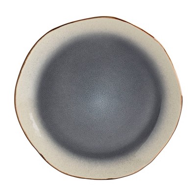 12-Piece Gray and White Ceramic Dinnerware Set with Irregular Rim