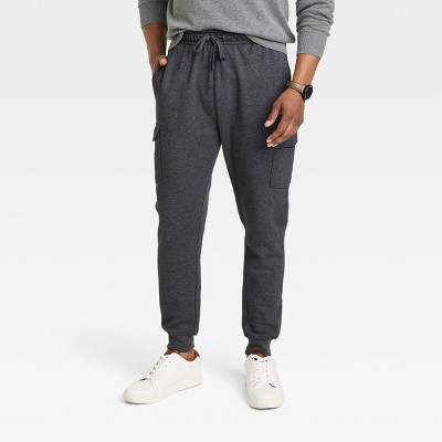 Men's Tapered Fleece Cargo Jogger Pants - Goodfellow & Co™ Charcoal ...