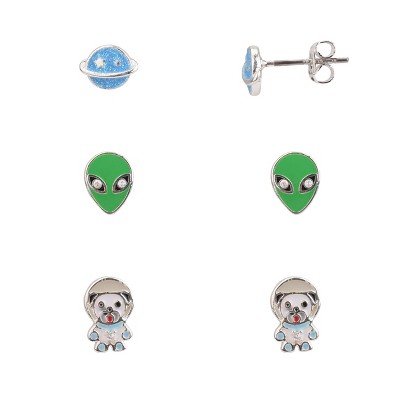 FAO Schwarz Alien, Dog Astronaut and Planet Trio Earring Set