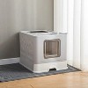 LunaLulinlk gray Large enclosed cat litter box with lid, foldable, splash-proof, with cat litter scoop - 2 of 4