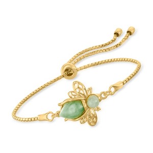 Ross-Simons Jade Bumblebee Bolo Bracelet in 18kt Gold Over Sterling Size - 1 of 4