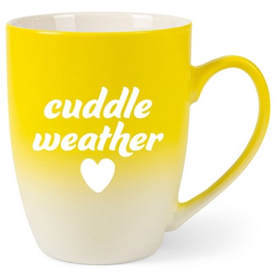 Elanze Designs Cuddle Weather Two Toned Ombre Matte Yellow and White 12 ounce Ceramic Stoneware Coffee Cup Mug