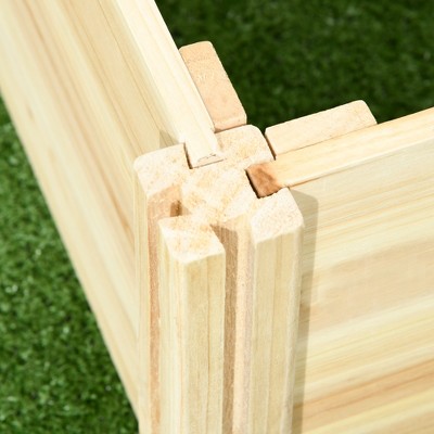 Light Wood Outdoor Raised Planter Box with Trellis