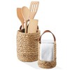 Casafield Set of 2 Wall Hanging Baskets with Handles (Small and Large) - Natural Water Hyacinth, Woven Boho Plant and Flower Storage Pots - 4 of 4