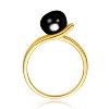 Guili Sterling Silver Gold-Plated Linear Ring with Genuine Freshwater Pearl in Black or White in Sizes 5, 6, 7, 8, and 9 – Elegant, Timeless Design - 2 of 2