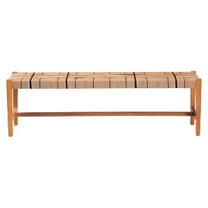 bali & pari Prita Paper Loom and Mahogany Wood Dining Bench Brown/Natural Brown - 1 of 4