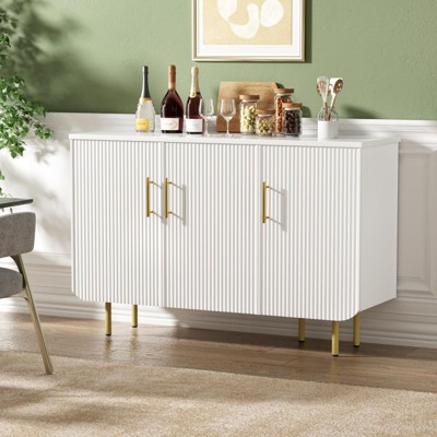 Fluted Sideboard Buffet with 3 Doors  & Adjustable Shelves, Modern Accent Cabinet