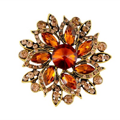 Anna-Kaci Crystal Rhinestone Bridal Flower Wreath Fashion Style Brooch Pin Necklace for Weddings Christmas