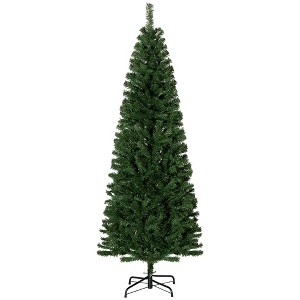 TopComfy Christmas Tree Stand Slim Pencil Artificial Tree with Realistic Branch Tips, Green, 25.6"*25.6"*70.9" - 1 of 4