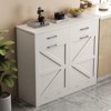 LunaLulinlk White Tilt and Pull Trash Can Cabinet with 2 Drawers, Deodorized, Holds 2x10 Gallons of Trash - 3 of 4