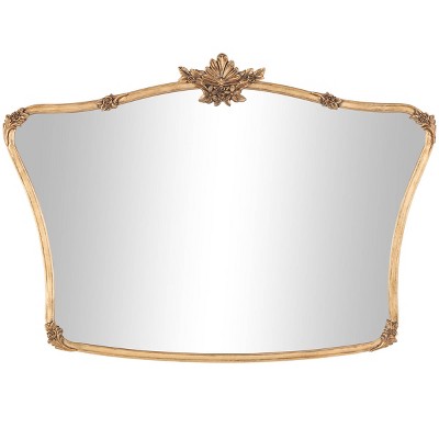 Olivia & May 26"x36" Metal Floral Orante Antique Curved Wall Mirror Gold: Elegant Rectangular Design, No Assembly Required