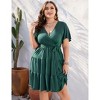 BLUEMING Plus Size Womens Dresses V Neck Floral Flutter Sleeve Midi Surplice Dress Waist Belted Floral Tie Waist Dress Bell Sleeve Dress Flowy Dress - 4 of 4