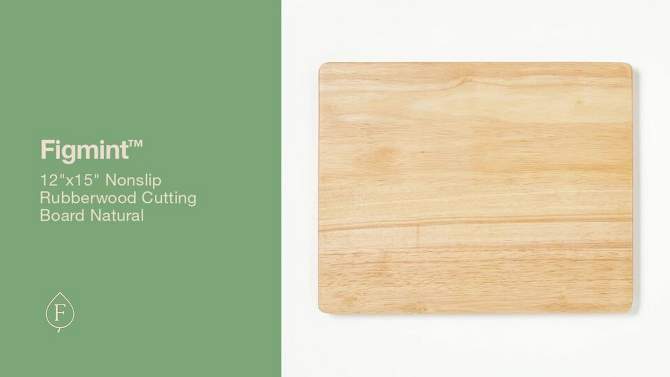 12&#34;x15&#34; Nonslip Rubberwood Cutting Board Natural - Figmint&#8482;, 2 of 6, play video