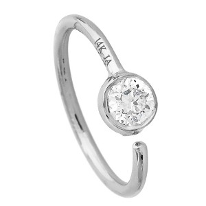 Jewelry Avalanche 20G 14K Gold Moissanite Nose Hoop Ring, Bezel Set, 8mm Twist-open - 1 of 4