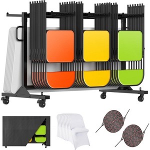 AMERLIFE Folding Chair Rack, Holds Tables or Chairs, Heavy-Duty Cart with Wheels - 1 of 4