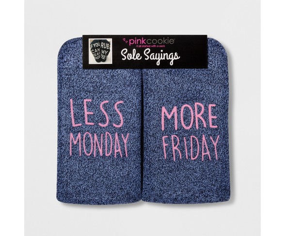 Women's "Less Monday More Friday" Terry Socks - Blue One Size