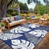 Outdoor Rug 9 x 12 Modern Plastic Straw Rug, Waterproof Tropical Leaf Patio Carpet, UV-Resistant Reversible Mat, Large Outside Woven Rug for Backyard - 2 of 4