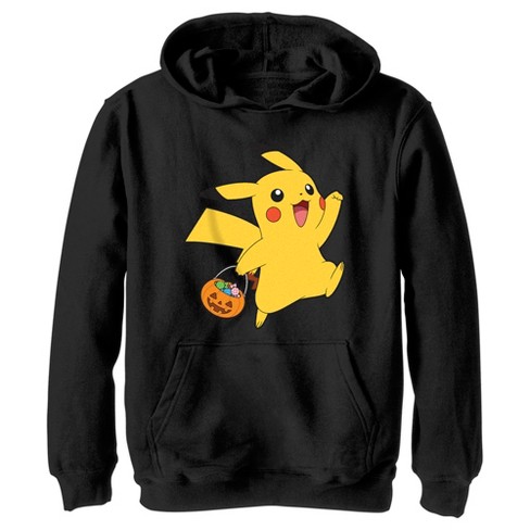 Boy's Pokemon Halloween Trick-or-treating Pikachu Pull Over Hoodie - Black  - Large : Target