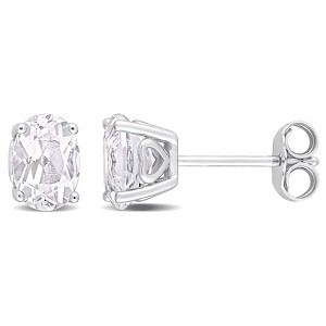 EVERLY JEWELRY | Sterling Silver Oval-cut Gemstone Stud Earrings– Multiple Gemstone Options - 1 of 4