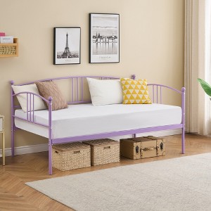 Twin Size Daybed with Trundle, Metal Sofa Bed Frame with Pull Out Trundle, Space Saving Platform Bed for Living Room Bedroom, Steel Slatted Support - 1 of 4