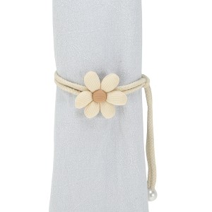 Unique Bargains Curtain Tiebacks Flower Pin-on Cotton Linen Beige 2 Pcs - 1 of 3