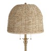 360 Lighting Dyna 58"H Antique Brass and Woven Rattan Shade 2-Light Floor Lamp - 2 of 4