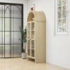 Arched Kitchen Storage Cabinet with Adjustable Shelves,Acrylic Door Wood Kitchen Pantry, Modern Display Cabinet-Dining Room,Living Room-Tanpinhause - 3 of 4